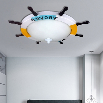 Integrated LED Rudder Flush Light Cartoon Resin Ceiling Flush Mount Light for Boys Bedroom