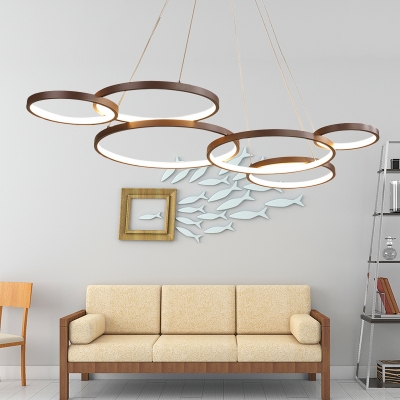 Loops Led Chandelier Lamp Modern Style Metal Ambient Pendant Lighting for Bedroom
