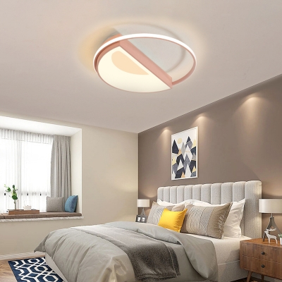 Macaron Round Ceiling Light Metallic Integrated Led Flush Mount Ceiling Light for Kids
