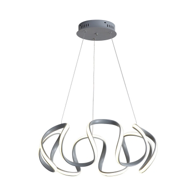 Metal Waving Ceiling Pendant Light Modernism Integrated Led Ambient Lighting