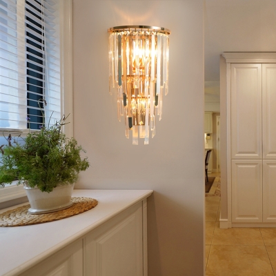 Modern Crystal Fringe Wall Lighting Metal 1 Light Sconce Light Fixture for Living Room and Bedroom