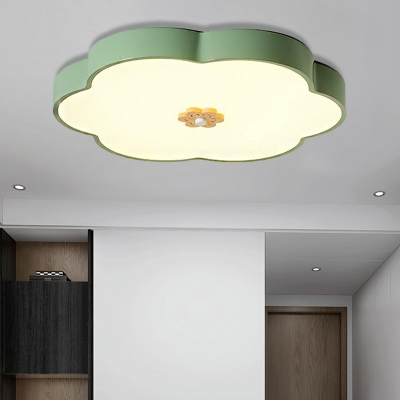 Modern Nordic Floral Flush Light Iron 1-Light Flush Mount Ceiling Light Fixtures for Bedroom