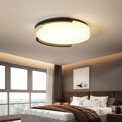 Modern Simple Black Frame Ceiling Light Fixture with Drum Shade LED Acrylic Ceiling Mounted Light