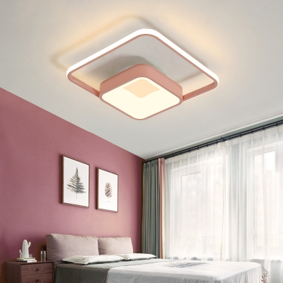 Nordic Style Square Flush Lamp Metal Integrated Led Bedroom Ceiling Flushmount