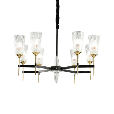 Novelty Chandelier Light Transitional Metal Glass Ceiling Chandelier in Black and Brass for Living Room