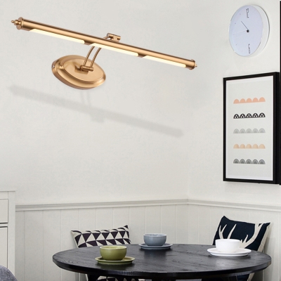 Warm Brass Linear Wall Sconce for Bathroom, Rotatable Metal Acrylic Contemporary Sconce Lights