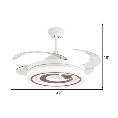 White and Brown Ceiling Fixture Modern Acrylic and Metal 1-Light Fan Light for Living Room Bedroom Kids Room