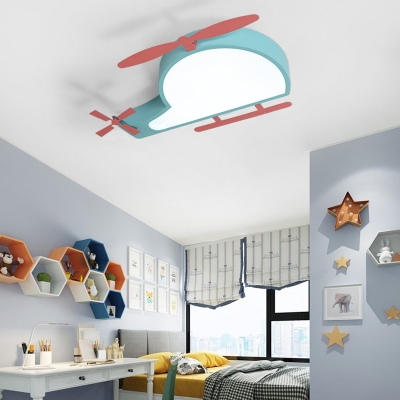 Airplane Led Ceiling Lamp with Acrylic Diffuser Metal Shade Cartoon Flush Light