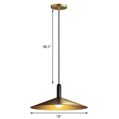 Brushed Brass Pendants Lighting Retro Industrial 1-Light Hanging Indoor Lights with Metal Cone Shade