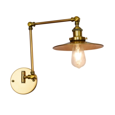 Flared Sconce Wall Lights Industrial Style Metal Single Light Sconce Fixture with Swing Arm