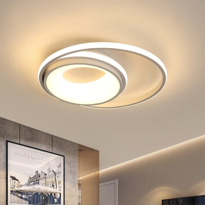 LED Double Ring Flushmount Light Minimalist Metal Black and White Ceiling Flush Light