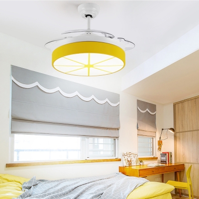 Lemon 1-Light Fan Light Acrylic and Metal Kids Room Ceiling Fan with Retractable Blades
