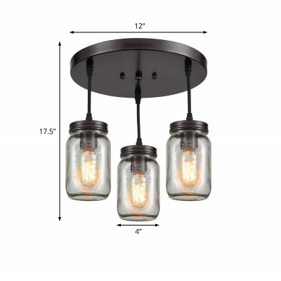Mason Jar Ceiling Light Fixtures Contemporary Glass 3 Lights Semi Flush Light for Dining Room