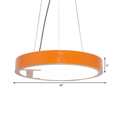 Metal Round Hanging Pendant Light with Number Design Nursery Room Led Suspension Lamp