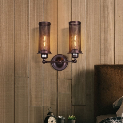 Rotatable Cylinder Wall Mounted Light Metal 2 Heads Sconce Lighting Fixtures for Bedside