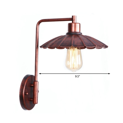 Rust Cone Wall Mounted Light Antique Iron 1 Light Wall Sconce Lighting for Coffee Shop