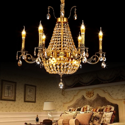 Traditional Crystal Beaded Chanderlier Lights Metal Candle Chandelier for Dining Room