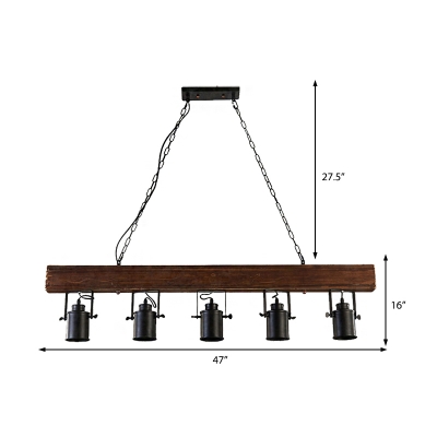 5 Light Wooden Hanging Pendant Lights Lodge Iron Hanging Ceiling Lights for Kitchen Island
