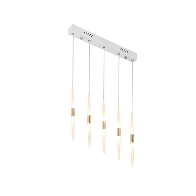 Acrylic Linear Cluster Pendant Light Modernism 5/6 Lights Hanging Ceiling Light in Gold