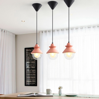 Cone and Globe Pendant Lighting Nordic Style Metal 1-Light Hanging Lamps with Dual Glass Shades