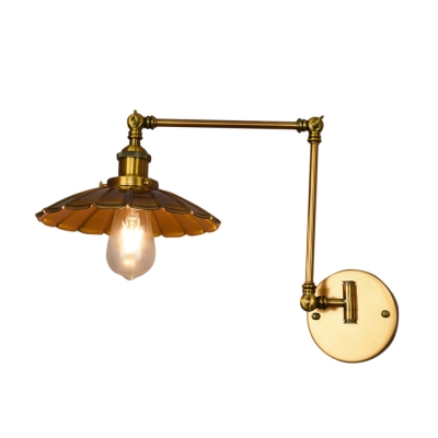 Cone-Shaped Sconce Lights Retro Industrial Metal 1-Light Swing Arm Wall Sconce Light for Foyer