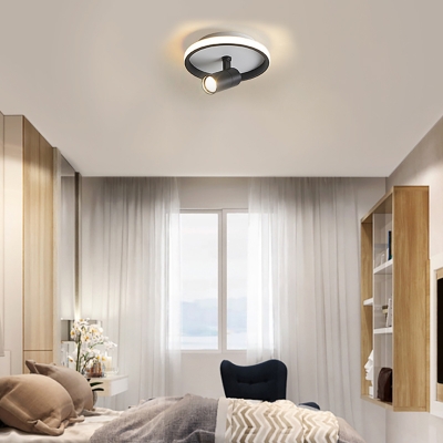Cylinder Semi Flush Mount Spotlight Contemporary Black/White Ceiling Light for Cloth Store