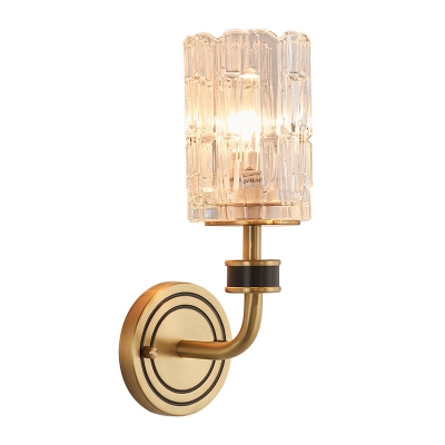 Cylinder Wall Sconce Light Mid Century Modern Metal Glass 1 Head Wall Lamp Sconce for Indoor