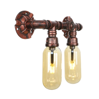 Industrial Vintage Wall Lamp Fixtures Iron and Glass Wall Sconce Lighting in Rust for Indoor