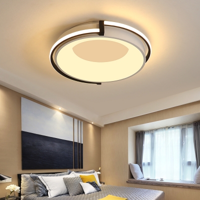 Integrated Led Drum Flushmount Light Nordic Metal Bedroom Ceiling Lamp with Diffuser