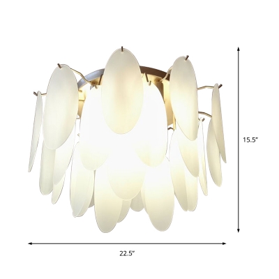 Mid Century Modern Flush Lighting with Oval Frosted Glass Shade Living Room Ceiling Light in Gold