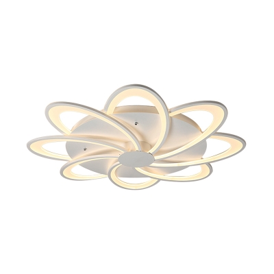 Modern Floral Flushmount Lighting Acrylic White Led Flush Ceiling Light with Round Canopy