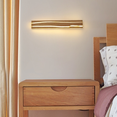 Modern Rectangle Wall Mounted Light White Oak Integrated Led Wall Lighting for Bedroom