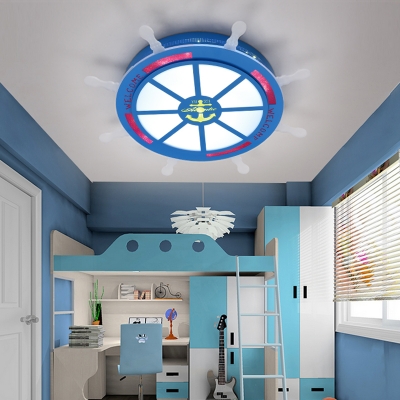 Nautical Anchor Flush Ceiling Lights Acrylic and Iron 1 Light Flush Mount Light Kids Room Lighting