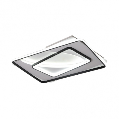 Rectangle/Square Indoor Ceiling Light Metal LED Contemporary Flush Mount Fixture in Black and White