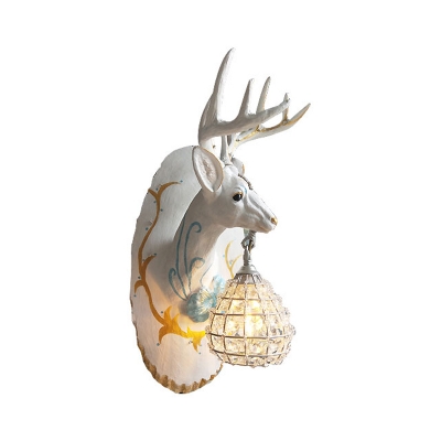 Resin Deer Wall Mounted Light Village Style 1 Bulb Living Room Wall Sconce Light