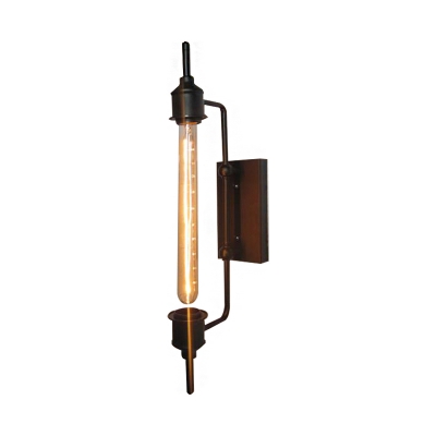 Tube Wall Mounted Light Nordic Style Iron 1 Light Wall Sconce Lighting in Black for Coffee Shop