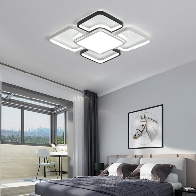 White and Black Flush Ceiling Light with Acrylic Shade Simple Modern Led Indoor Flush Light