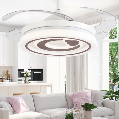 White and Brown Ceiling Fixture Modern Acrylic and Metal 1-Light Fan Light for Living Room Bedroom Kids Room