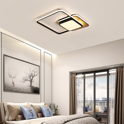 Wood Canopy Square Ceiling Light Fixture Led Nordic Style Flushmount