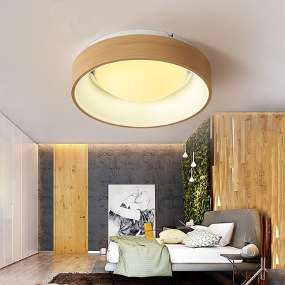 Wood Grain Circular Ceiling Mounted Lights Led Modern Simple