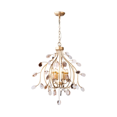 Branch Hanging Light 1 Lights Modern Pendant Lighting with Agate Accents in Satin Brass