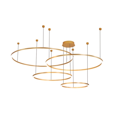 Brass Multi Ring Hanging Ceiling Light Modernism Metal Led Pendant Light for Home