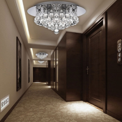 Chrome Crystal Ball Ceiling Light Fixture Modern Stainless Steel Ceiling Lights for Corridor