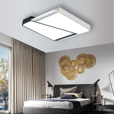 Combination Fixture Square/Rectangle Indoor Ceiling Light Acrylic Modern Flush Mount in Black and White