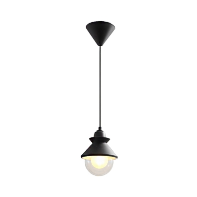 Cone and Globe Pendant Lighting Nordic Style Metal 1-Light Hanging Lamps with Dual Glass Shades