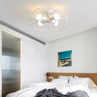Geometric Semi-Flush Mount Contemporary Steel Unique Semi Flush Chandelier for Bedroom
