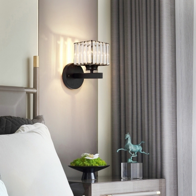 Gold/Black Crystal Sconce Light Modern Metal Single Light Wall Sconce Light Fixture for Bedroom
