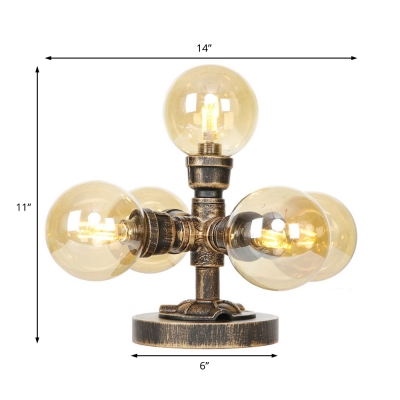 Loft Industrial Plug in Accent Lamp Metal and Glass Pipe Accent Table Lamp for Bedroom