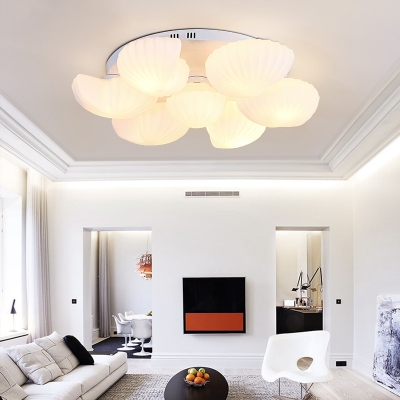 Metal Shell Ceiling Flush Light Modernism White Flushmount Lighting for Living Room