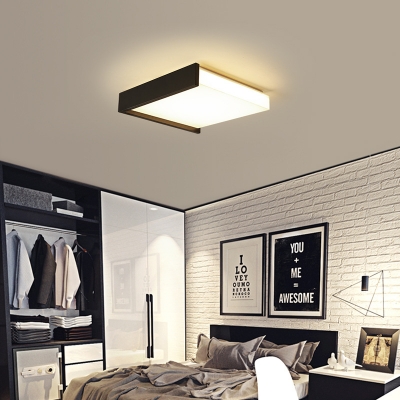 Modern Simple Square Flush Light Acrylic LED Black/White Flush Mount Suction Lamp